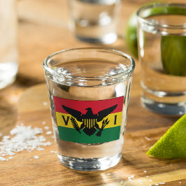 米国ヴァージン諸島国旗、赤黄ストライプ緑 ショットグラス
