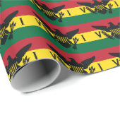 米国ヴァージン諸島国旗 |赤、黄、緑 ラッピングペーパー (ロールコーナー)