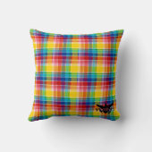 米国ヴァージン諸島国旗（黒）、マドラス クッション (裏面)