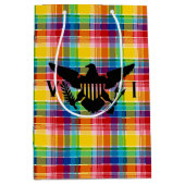 米国ヴァージン諸島国旗（黒）、マドラス ミディアムペーパーバッグ (正面)