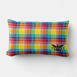 米国ヴァージン諸島国旗（黒）、マドラス ランバークッション