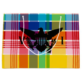 米国ヴァージン諸島国旗(黒)、マドラス ラージペーパーバッグ