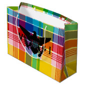 米国ヴァージン諸島国旗（黒）、マドラス ラージペーパーバッグ (裏面アングル)