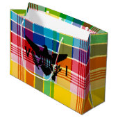 米国ヴァージン諸島国旗（黒）、マドラス ラージペーパーバッグ (正面アングル)