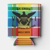 米国ヴァージン諸島国旗（黒）マドラス 缶クーラー (正面)