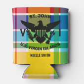 米国ヴァージン諸島国旗（黒）マドラス 缶クーラー (裏面)