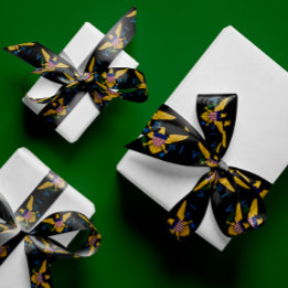 米国ヴァージン諸島国旗、黒 – 1.5インチ幅 サテンリボン