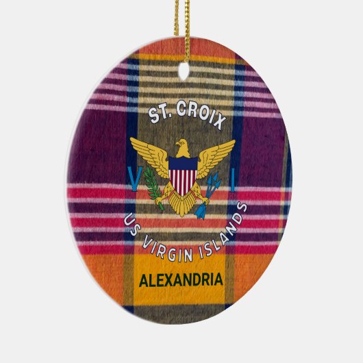 米国ヴァージン諸島国旗St.クロワマドラスプレイド セラミックオーナメント (右)