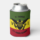 米国ヴァージン諸島国旗St.トマス・レッド・イエローグリーン 缶クーラー (缶正面)
