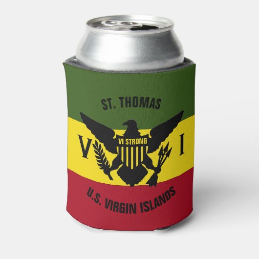 米国ヴァージン諸島国旗St.トマス・レッド・イエローグリーン 缶クーラー (缶裏面)