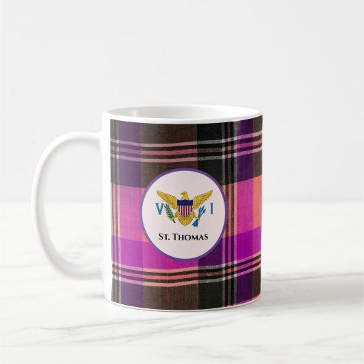 米国ヴァージン諸島国旗St.Thomas Madras USVI コーヒーマグカップ (左)