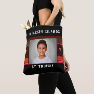 米国ヴァージン諸島国旗St. Thomas Photo Madras トートバッグ