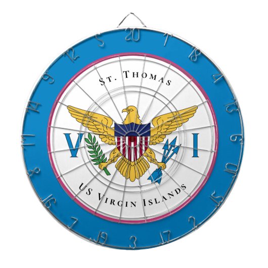 米国ヴァージン諸島国旗St. Thomas USVIパーソナライズ ダーツボード (正面)