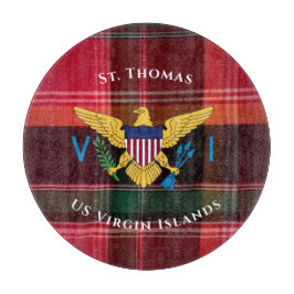 米国ヴァージン諸島国旗St.Thomas USVI Madras カッティングボード