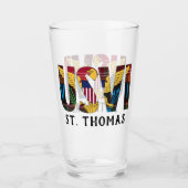 米国ヴァージン諸島国旗St.Thomas USVI Madras タンブラーグラス (正面)