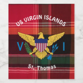 米国ヴァージン諸島国旗St.Thomas USVI Madras ワインラベル (シングルラベル)