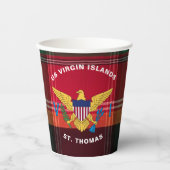 米国ヴァージン諸島国旗St.Thomas USVI Madras 紙コップ (正面)