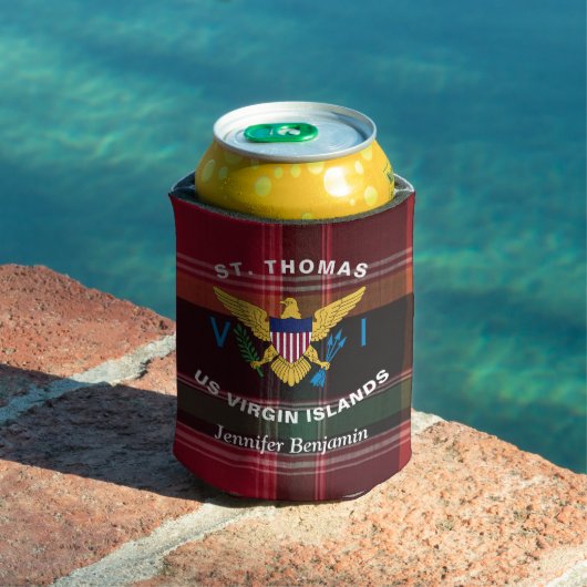 米国ヴァージン諸島国旗St. Thomas USVI Madras 缶クーラー (インサイチュ プール)