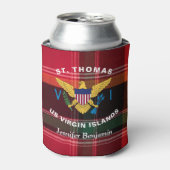 米国ヴァージン諸島国旗St. Thomas USVI Madras 缶クーラー (缶正面)