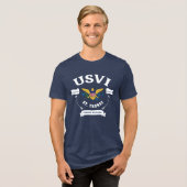 米国ヴァージン諸島国旗St.Thomas USVI Tropical トライブレンドTシャツ (正面全面)