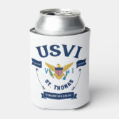 米国ヴァージン諸島国旗St.Thomas USVI Tropical 缶クーラー (缶正面)