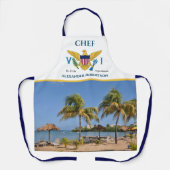 米国ヴァージン諸島国旗USVIセントクロワビーチカスタム エプロン (正面)