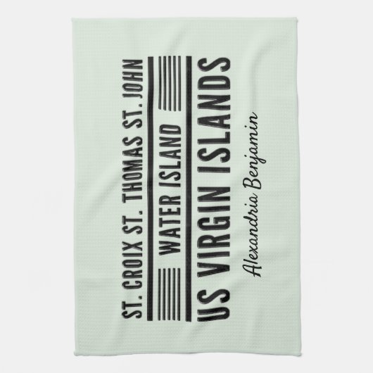 米国ヴァージン諸島USVIパーソナライズカリブの済み キッチンタオル (縦)