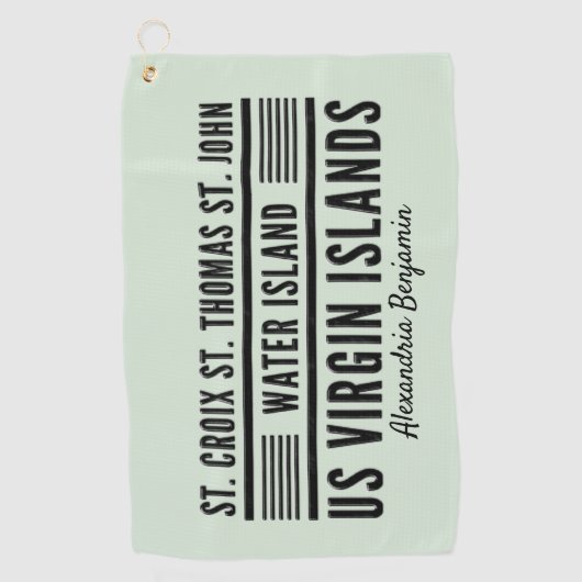 米国ヴァージン諸島USVIパーソナライズカリブの済み ゴルフタオル (正面)