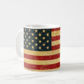 米国ヴィンテージグランジ国旗のマグカップ コーヒーマグカップ (正面左)