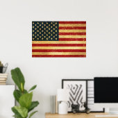 米国ヴィンテージグランジ国旗 ポスター (ホームオフィス)