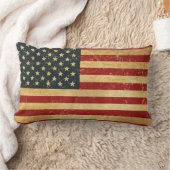 米国ヴィンテージグランジ国旗 ランバークッション (ブランケット)