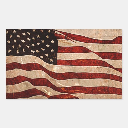 米国ヴィンテージ米国国旗 長方形シール (正面)