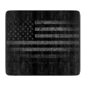米国ヴィンテージ黒グランジアメリカ国旗 カッティングボード (正面)