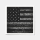 米国ヴィンテージ黒グランジアメリカ国旗 スタンダードカクテルナプキン (正面)