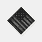 米国ヴィンテージ黒グランジアメリカ国旗 スタンダードカクテルナプキン (角)