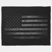 米国ヴィンテージ黒グランジアメリカ国旗 フリースブランケット (正面(横))