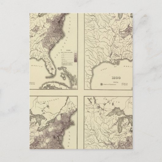 米国人口1790年～1820年 ポストカード (正面)