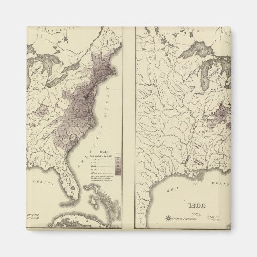 米国人口1790年～1820年 マグネット (正面)