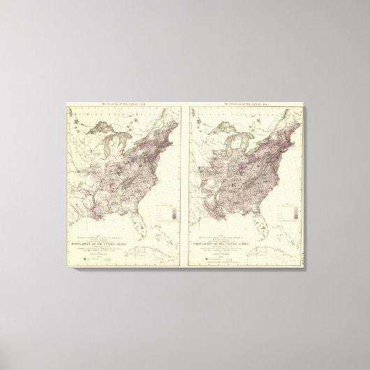米国人口1830年~1840年 キャンバスプリント (正面)
