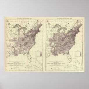 米国人口1830年~1840年 ポスター