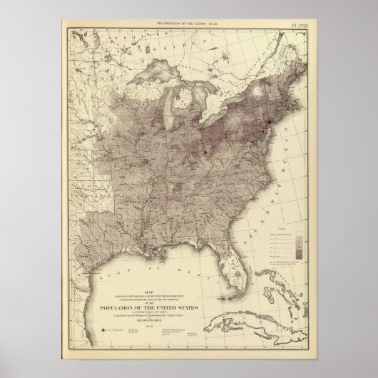 米国人口1860 ポスター (正面)