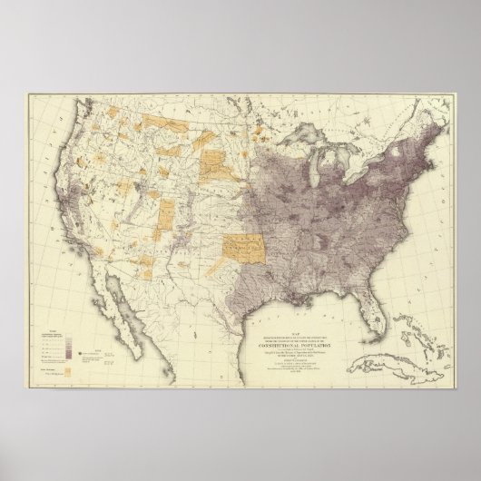 米国人口1870年 ポスター (正面)