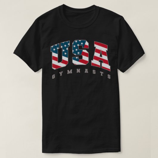 米国体操国旗のチームサポートアスリート体操 Tシャツ (デザイン正面)