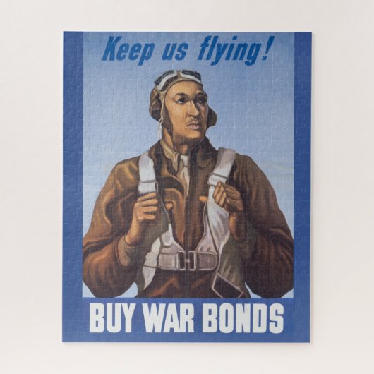米国保飛んでいるヴィンテージアフリカ系アメリカ人WWIIパイロット ジグソーパズル (縦)