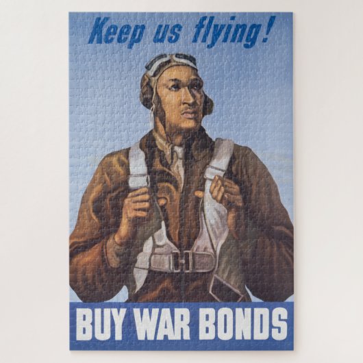 米国保飛んでいるヴィンテージアフリカ系アメリカ人WWIIパイロット ジグソーパズル (縦)