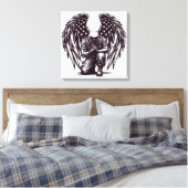 米国兵エンジェル祈ズ米国国旗の芸術 キャンバスプリント (インサイチュ (寝室))