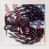 米国兵エンジェル祈ズ米国国旗の芸術 ジグソーパズル (横)