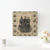 米国内戦英雄 スクエア壁時計 (ホーム)