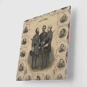 米国内戦英雄 スクエア壁時計 (傾斜)