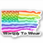 米国動揺して国旗の虹 – 衣服に値 シール (正面)